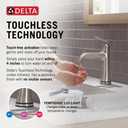 Delta Bonacci Touchless Bathroom Faucet 1-Hole with Touch On Technology, Brushed Nickel Single Hole Bathroom Sink Faucet, Metal Push-Pop Drain, Lumicoat Stainless 545T-SS-PR-DST