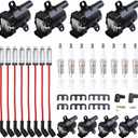 Set of 8 Round Ignition Coils UF262+ 41-962Spark Plugs+ 748UU 8mm Spark Plug Wires for Chevy Avalanche Express Tahoe Silverado Suburban 1500 2500 3500/GMC OEM# D585 (UF262 black +748UU+41-962)