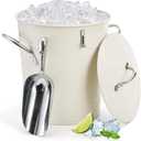 YOUEON 4L Ice Bucket with Scoop and Lid, Double Walled Insulated Wine Bucket Chiller with Carry Handles, Beverage Tub for Cocktail Party, Camping, BBQ, Indoor & Outdoor Use, White