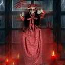 Scary Halloween Decorations Hanging Swinging Doll Girl for Indoor & Outdoor Props, Sound, Touch & Clap Activated with Creepy Sounds & Light-Up Eyes for Halloween Haunted House or Yard Lawn Prop