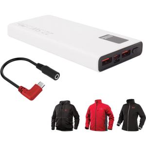 12V Heated Jacket Battery QC3.0 PD Power Bank with Step Up Adapter Charger Cable Compatible with Milwaukee, M12, Snapon, Craftsman, AEG Gear