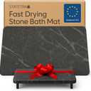 Stone Bath Mats for Bathroom - Diatomaceous Earth Bath Mat, Quick-Dry Bath Stone Mat & Large/Small Stone Shower Mat, Anti-Slip 100% Natural Stone Bathmat, 2 Stone Mats (Black Marble)