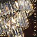 24" Modern Crystal Chandeliers,12-Light Black Round Light Fixture, Medium-24”
