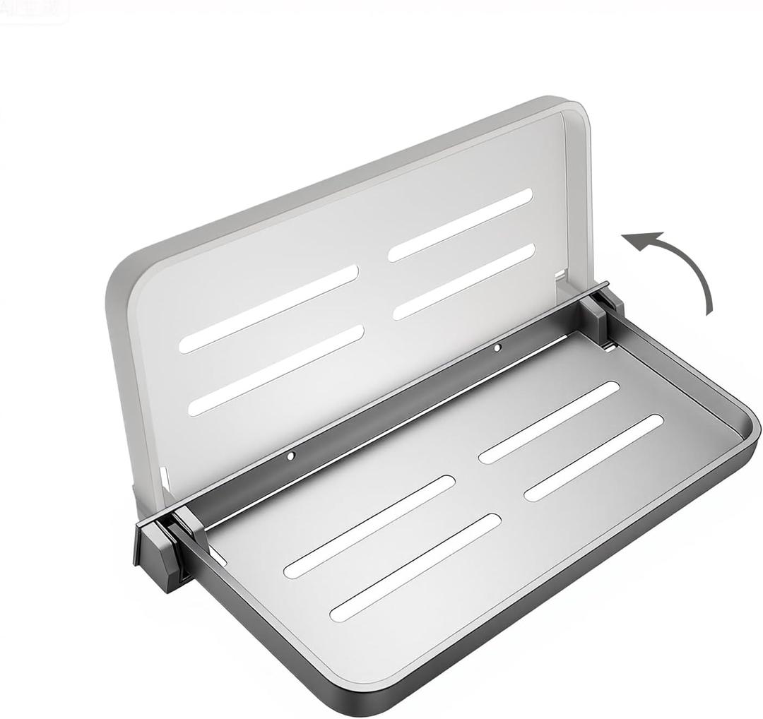 RV Aluminum Folding Wall Shelf - Space-Saving Fold-Down RV Shelves for Camper Storage, 11x4.2 Inch Wall-Mounted RV Shelf for Kitchen Bathroom Organization