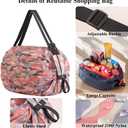 Foldable Reusable Shopping Bags 210D Nylon Waterproof Grocery Tote Travel Duffel Bag with Zipper & Adjustable Strap