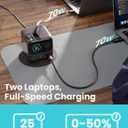JOYROOM 5-in-1 USB C Charging Station, 140W Ultra-Fast 5-Port Desktop Charger with Dual Retractable 100W USB-C Cables (2.6ft), 1.54 Smart LCD Power Display for MacBook, iPhone, Home & Office