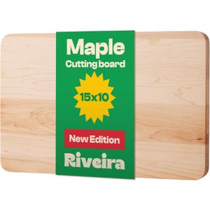 Riveira Maple Wood Cutting Board  Gourmet Maple Grandeur: 15 x 10 Wooden Cutting Board  Natural Wooden Cutting Boards For Kitchen Decorative  Innovative Juice Grooves Maple Wooden Chopping Board