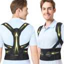 SHAPERKY Posture Corrector for Women and Men - Adjustable Upper Back Brace - Breathable Back Support straightener - Providing Pain Relief from Lumbar&Shoulder (Black L-XL) (Black, XL)
