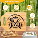 Christmas Gifts for Dad, Christmas Father Gifts Cutting Board with Engraved Utensil Set, Birthday Gifts for Dad Men Father from Daughter Son, Dad Christmas Gifts