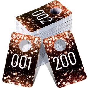 Jetec Live Plastic Number Tags, Consecutive Reusable Normal and Mirrored Image Number Tags for Live Coat Room Hanger Cards (Champagne Gold)