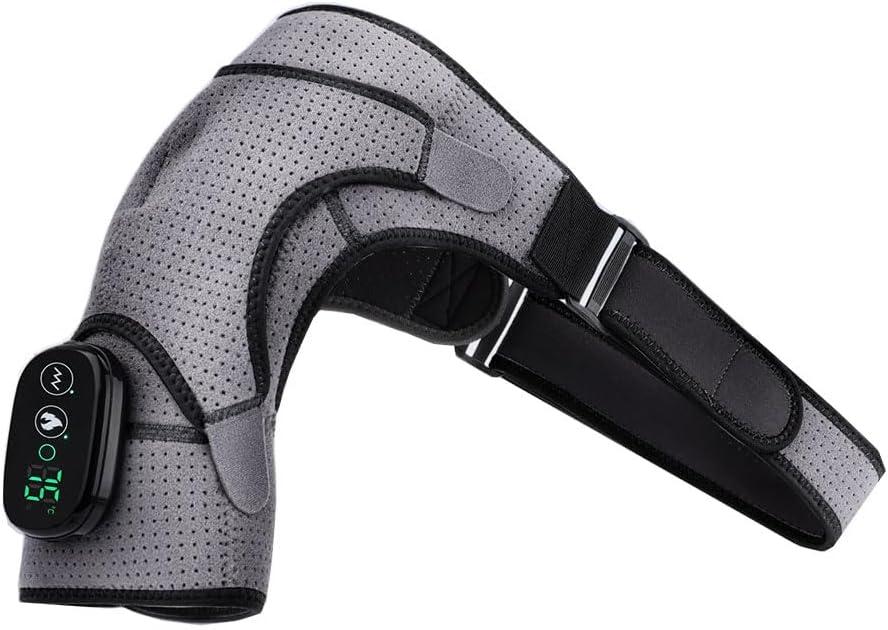 Electric Shoulder Massage, Heating Vibration Shoulder Wrap, Shoulder Brace for Pain Relief,Heating Shoulders Massager, Heat Therapy Massage Shoulder Pad (Grey & Black)