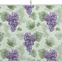 Grapes Purple Rustic Dish Drying Mat for Kitchen Green Leaves Country Fruits Microfiber Drying Mats Absorbent Reversible Dish Pad Medium Dish Draining Mat 16x18 inch