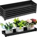 6 PCS Plastic Plant Tray Saucer, Rectangular Window Sill Plant Tray for Indoors Outdoor Flower Pots for Window Shelf, Clear Thick Plastic Plant Trays for Succulent Planter, Square Plant Saucers (Black)