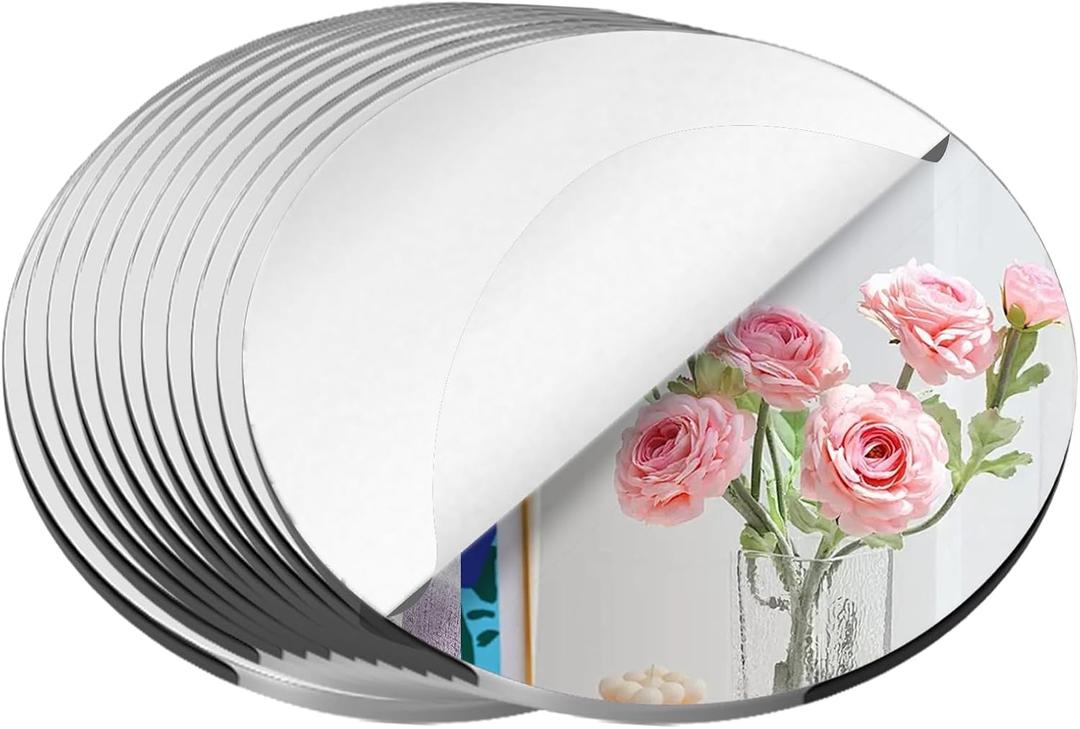 7PCS 12" Round Mirror for Centerpieces, Mirror Trays Flat Circle MirrorsTiles Mirror Candle Plates for Wedding Birthday Christmas Table Centerpieces Party Centerpieces