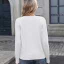 Bettysays Women's Lightweight Button Down Cardigan Casual Long Sleeve Crew Neck Soft Knit Cardigans Sweater (White, XXL)