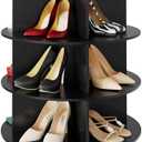 SpaceAid 5 Tier Rotating Shoe Rack Tower, Spinning Shoe Display Lazy Susan, Revolving 360 Shoe Rack Storage Round Carousel, Vertical Handbag Rotate Shoes Closet Organization (5-Tier Black)