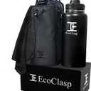 Ecoclasp Magnetic Gym Bag with 5kg Hold Strength, 32oz Insulated Water Bottle & Quick-Dry Towel Set - Phone Mount Ring Men Women (Black Suit)