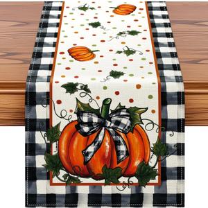 3 x Artscope Pumpkin Bow Buffalo Plaid Fall Table Runner,Thanksgiving Holiday Kitchen Dining Table Decoration for Fall Home Decor 13x60 Inch (Orange Black) 3 x Artscope Pumpkin Bow Buffalo Plaid Fall Table Runner,Thanksgiving Holiday Kitchen Dining Table Decoration for Fall Home Decor 13x60 Inch (Orange Black)