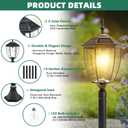 Kaqur 79" Solar Lamp Post Light, Dusk to Dawn Outdoor Waterproof Pole Lights, 3000K/4000K/6000K Vintage Black Solar Powered Column Lighting Fixtures for Garden, Patio, Pillar, Pathway, Yard, Lawn