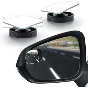 LivTee Blind Spot Car Mirror, Fan HD Glass Frameless Convex Side Mirror Blindspot, Reusable 360 Wide Angle Rear View Car Mirrors with Powerful Adjustable Suction Cup - Exterior Mirrors