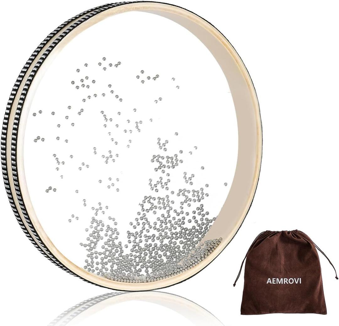 10 Inch Ocean Drum Sea Drum, With Hardwood Shell and Steel Beads- Sound Healing Instrument for Meditation, Relaxation, Yoga, Stress Relief Includes Carry Bag(10in)