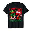 Funny I Survived 67 Days of School Christmas Santa Boy Girl T-Shirt, M