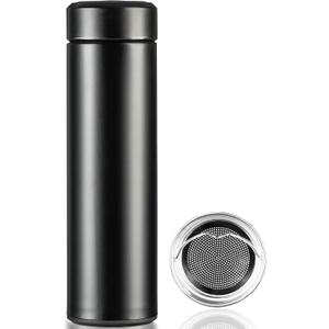 PARACITY Insulated Water Bottle, 17 oz Stainless Steel Water Bottles, Double Wall Vacuum Hot Drinks Thermo, Metal Water Bottle Keeps Hot for 12 Hrs, Cold for 24 Hrs, for Coffee, Tea (Black)