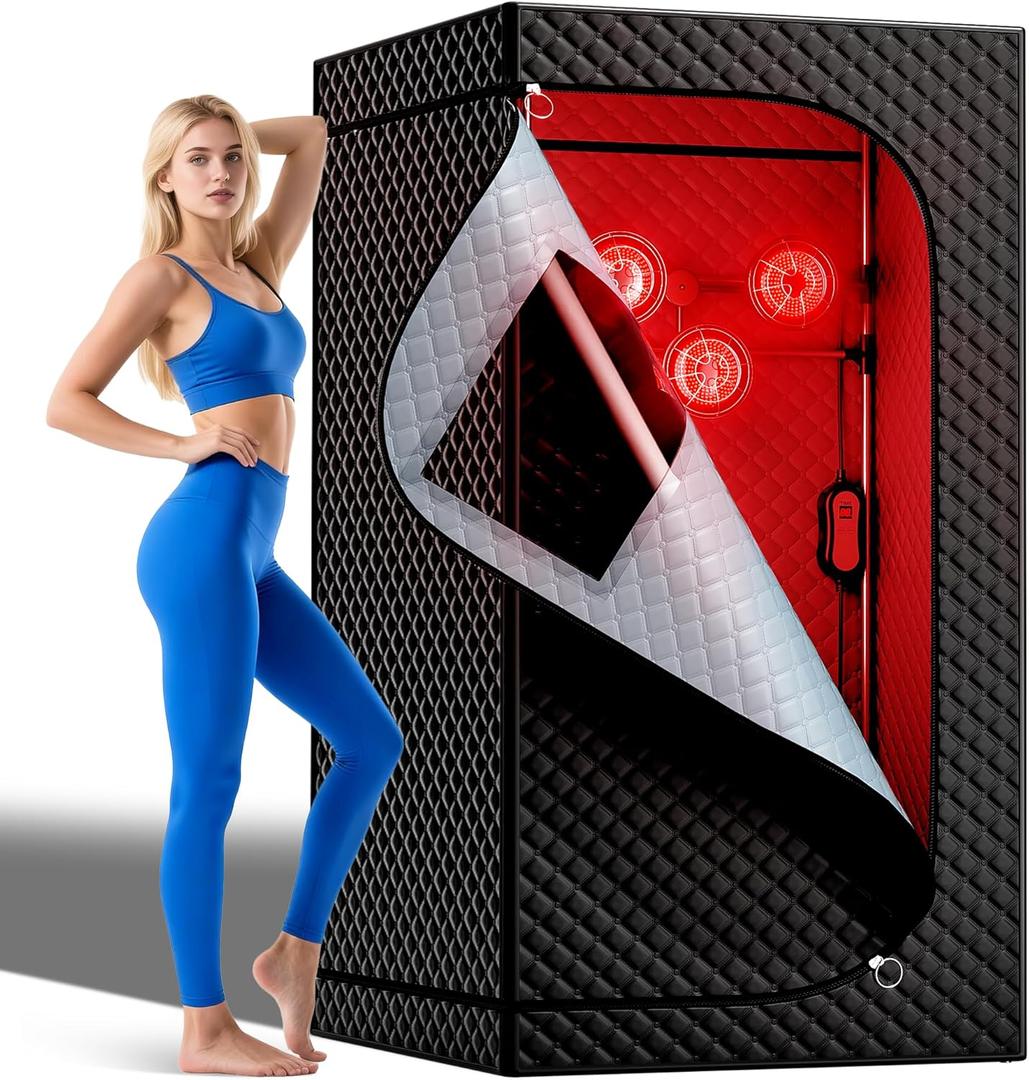 Infrared Sauna Dry Sauna with 660nm 850nm Infrared Red Light Therapy High Power Heating Bulbs, Portable Sauna Home Sauna Personal Indoor Sauna Box Sauna Tent