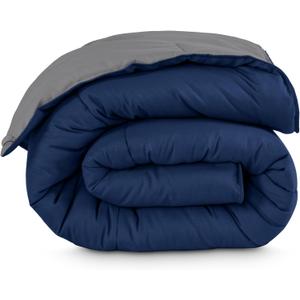 Bare Home Comforter - Twin/Twin Extra Long - Reversible Colors - Goose Down Alternative - Ultra-Soft - Premium 1800 Series - All Season Warmth - Bedding Comforter (Twin/Twin XL, Dark Blue/Grey)