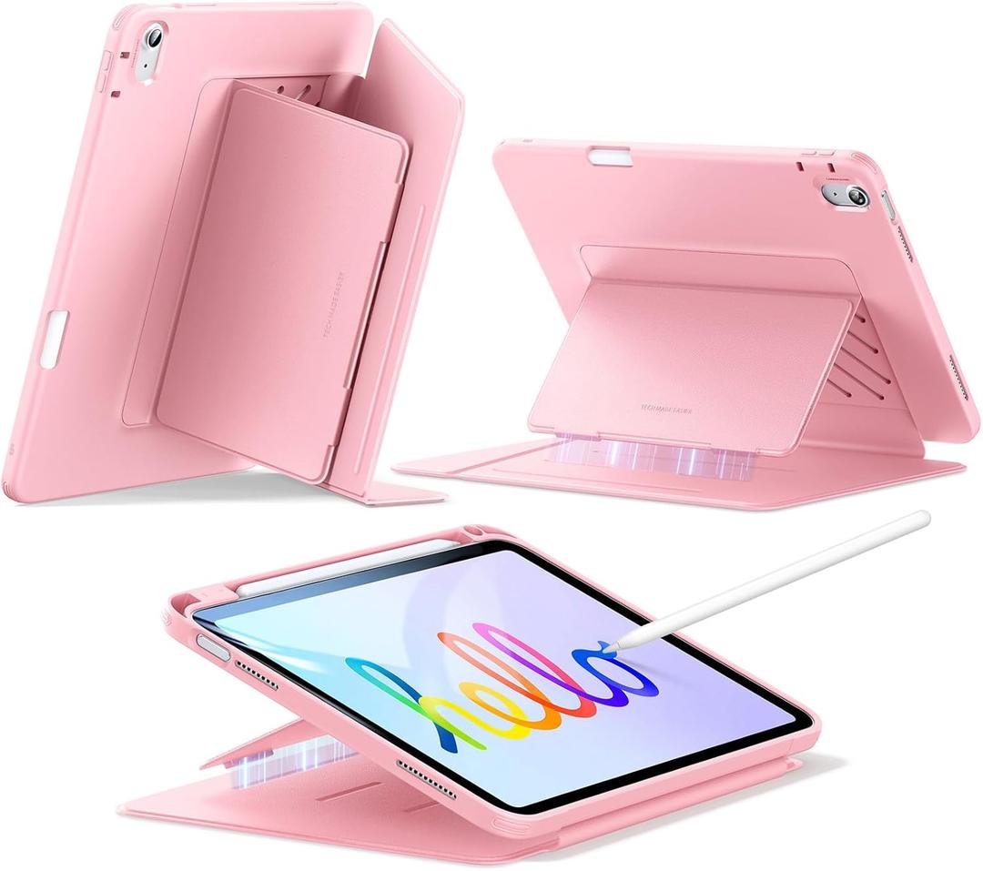 ESR for iPad A16 Case, iPad 11th/10th Generation Case (2025/2022), Vertical Stand Cover, Multi Stand Angles, Ultra-Stable Cover with Pencil Holder, Flip Series, Pink