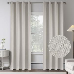 KEQIAOSUOCAI Beige 100% Blackout Linen Curtains 80 Inches Long 2 Panels for Bedroom,Canvas Look Full Black Out Room Darkening Thermal Insulated Window Curtain Panels W50 x L80 Inch Length