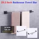 GERZWY Matte Black Towel Bar, 24 Inch Bathroom Wall Mounted Towel Rail, Hand Towel Holder, Stainless Steel JG1901A60-BK