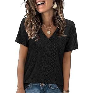 Womens Tops Short Sleeve T Shirts Loose Flowy Basic Tees Vacation Outfits Plus Size Work Tops Resort Wear 2026 Black 2XL