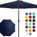 JEAREY 10FT Outdoor Patio Umbrella Outdoor Table Umbrella with Push Button Tilt and Crank, Market Umbrella 8 Sturdy Ribs UV Protection Waterproof for Pool, Garden (Navy)