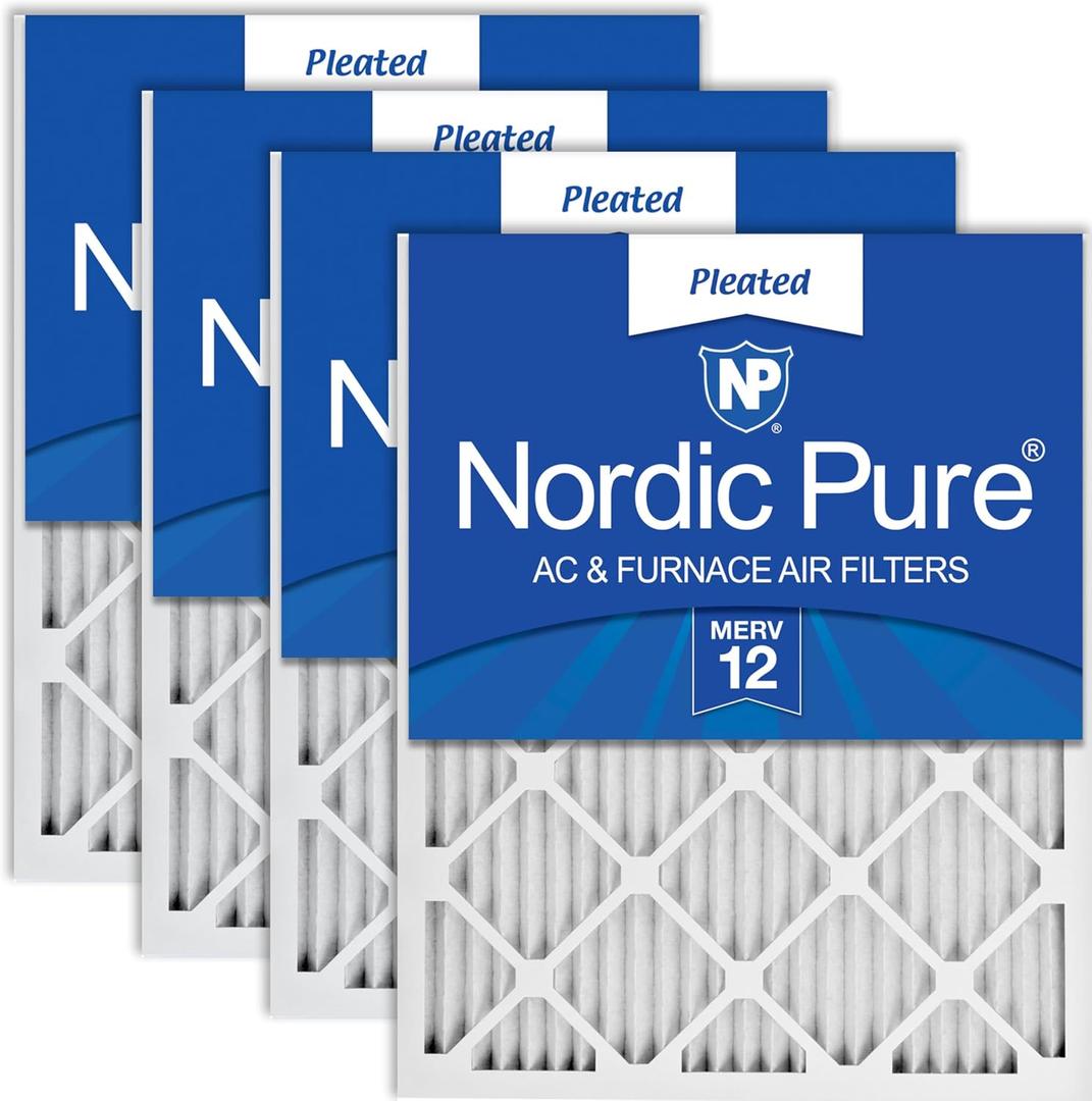 Nordic Pure 16x20x1 (Actual Size: 15 1/2 x 19 1/2 x 3/4) Pleated MERV 12 Air Filters 4 Pack