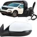 Left Driver Side Mirror Compatible With 2016 2017 2018 2019 2020 2021 2022 Honda Pilot With Manual Folding Power Glass Turn Signal Light Heated White Replace#76250TG7A81ZD (6Pins)