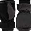 isotoner womens Water Repellent Touchscreen Iridescent Sleekheat Gloves and Flip Top Mittens (Small-Medium, Black)