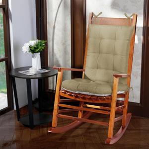Easy-Going Indoor Outdoor Water Resistant Rocking Chair Cushions Premium Tufted Pads Non Skid Slip Backed Upper Khaki