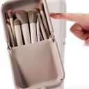 APT 1101 Makeup Brush Holder Travel Cosmetic Bag with Suction Base, Portable Cosmetic Organizer for Travel & Home, Organizer for Brushes, Beauty Tools & Accessories (Oatmeal)