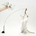 Leo's Paw The Original Interactive Bird Simulation Cat Toy Set Realistic Colorful Feathers Bells Wand Self-Holding Suction Base Stimulating Real-Life Flying Bird Impression Hunting Play (w. 5 Birds)