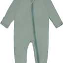 GUISBY Baby Footless Rompers, Rayon Pajamas 2 Way Zipper with Long Sleeve Sleeper Newborn