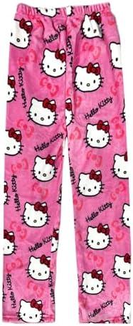 BIUGNVW Anime Pajamas Pants Women Cartoon Family Christmas Pajama Pants Kawaii Flannel Pajama Pants Black and Pink, X-Large