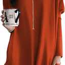 Poetsky Fall Womens Tunic or Tops to Wear with Leggings Long Sleeve Casual Long Shirts Blouses with Pockets (Red, M)