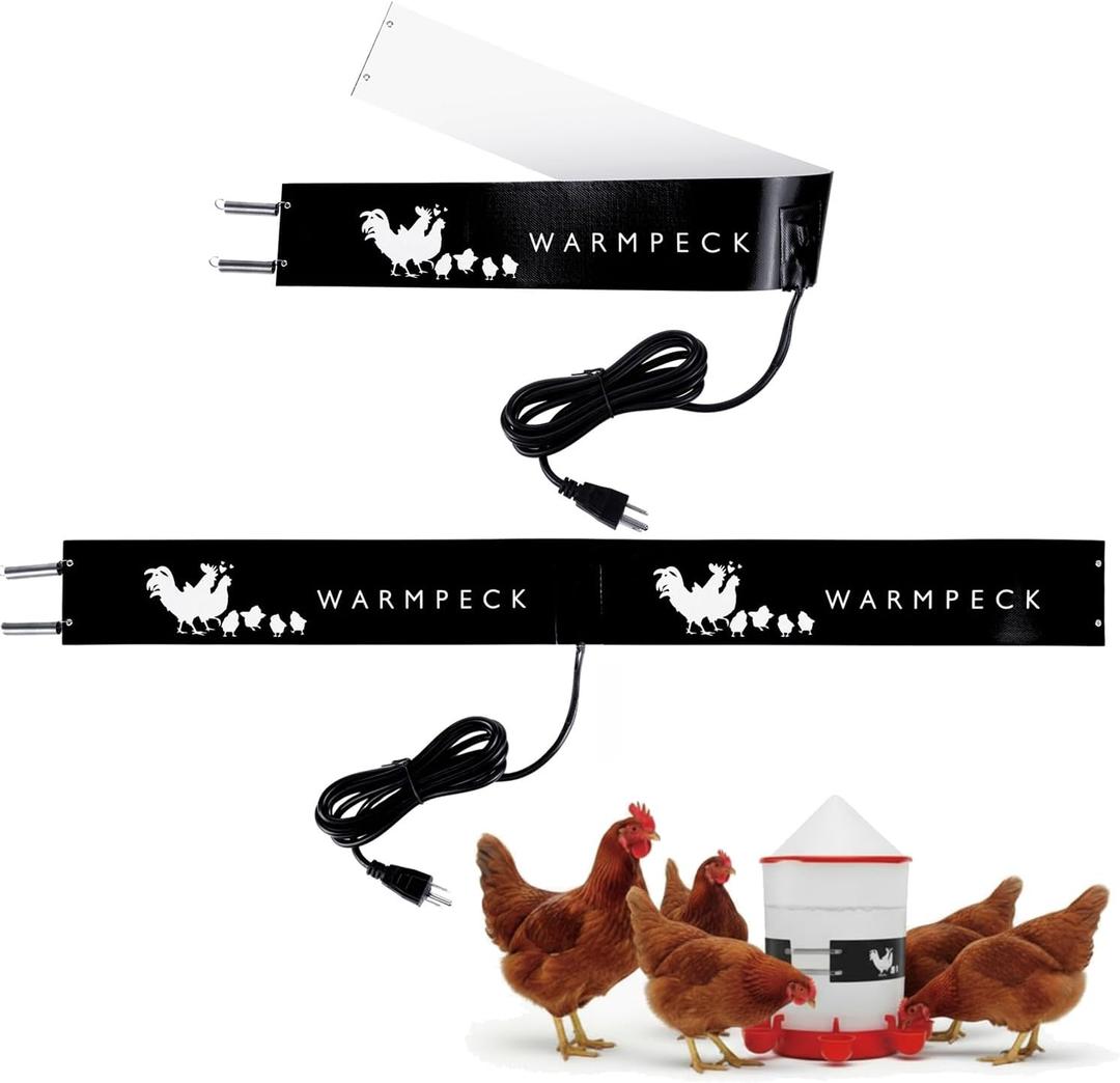 Remerry 2 Pack Chicken Water Heater Thermostat Bucket Belt Heated Strap for 2-5 Gal Buckets Chicken Waterer with 6ft Power Cord Self Regulating Heating Bucket Belt for Freezing Winter (Black)
