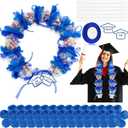 6 Set Graduation Candy Lei Making Kit, Class of 2025 Candy Lei Tubing Kit Mesh Bag Flower Chiffon Ribbon Graduation Cutouts for Party Gifts 2025 Party Supplies(Blue)