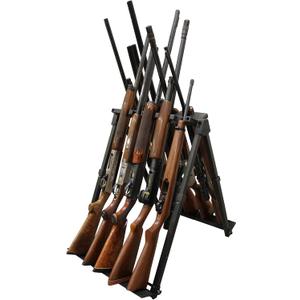 Rush Creek Creations Heavy-Duty Aluminum Portable Gun Rack for 10 Rifles or Shotguns, On-the-Go Foldable Gun Stand for Easy Transport and Storage of Firearms, Black