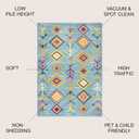JONATHAN Y Tribal Love Geometric Light Blue/Multi Indoor Area Rug, 3x5, Bohemian, Casual, Easy-Cleaning for Living Room, Bedroom, Kitchen, Pet Friendly, Non-Shedding (MOH105D-3)