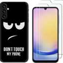 for Samsung Galaxy A25 5G Case with 2 Tempered Glass Screen Protectors, Cute Pattern Design, Slim Shockproof Protective Soft Silicone Phone Case Cover for Girls Women Boys (Black)
