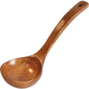 FJNATINH Wooden Ladle with Long Handle, Handmade Soup Ladle for Cooking Kitchen Cookware (Ladle - 1 Piece)