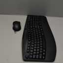 Wireless Keyboard and Mouse Combo, 2.4G Full Size Wave Keys Ergonomic Keyboard with Wrist Rest, Phone Holder, 3-Level DPI Wireless Silent Mouse with 6-Buttons, for Windows, Mac OS, Laptop, PC (Black)